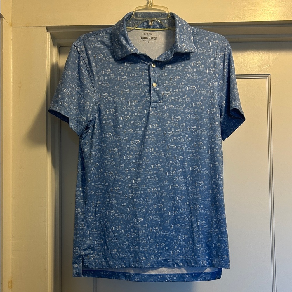 J. Crew Blue Golf Design Patterned Polo Shirt - Size Small